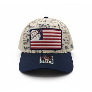 Popeye the Sailor Man 4350 District Snapback Hat Navy Cream American Flag NWT
